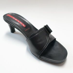 Vintage Prada Sport Black Leather Mules Size 35.5